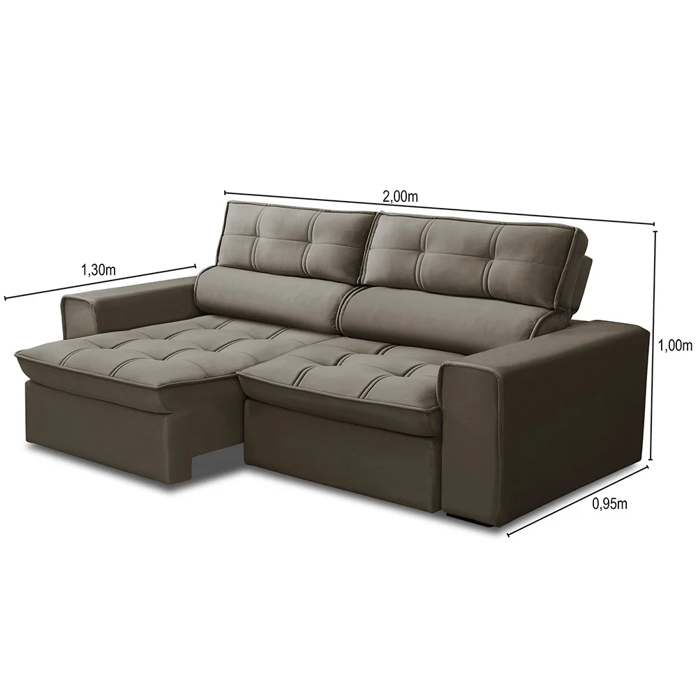 Sofá Retrátil Reclinável 3 Lugares 200cm Blanches F05 Veludo Castor - Mpozenato