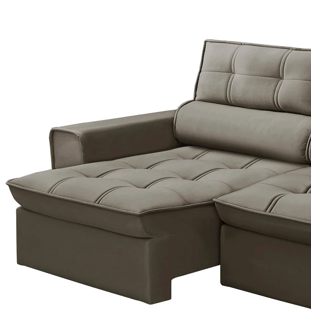 Sofá Retrátil Reclinável 3 Lugares 200cm Blanches F05 Veludo Castor - Mpozenato