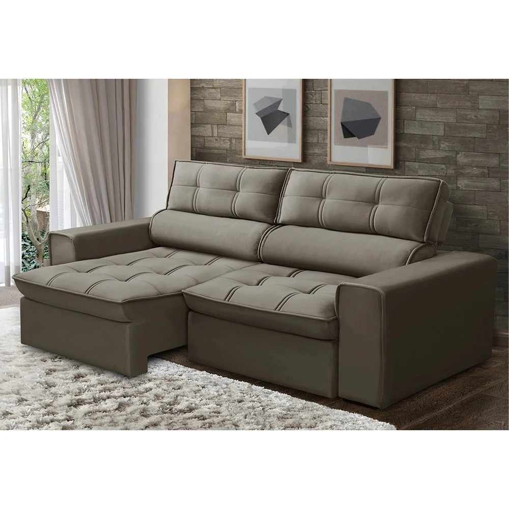 Sofá Retrátil Reclinável 3 Lugares 200cm Blanches F05 Veludo Castor - Mpozenato