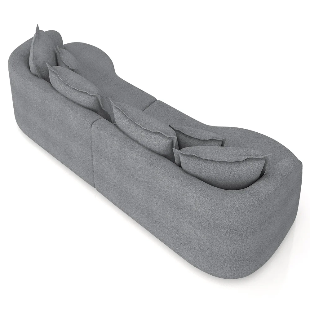 Sofá 4 Lugares 270cm Orgânico Quito Z08 Boucle Grafite - Mpozenato