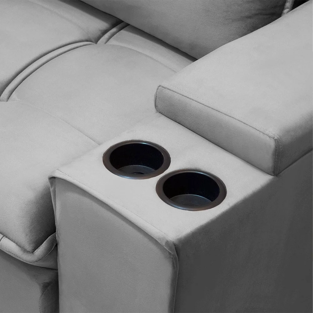 Sofá Retrátil Reclinável 3 Lugares 210cm Moritz F05 Veludo Prata - Mpozenato