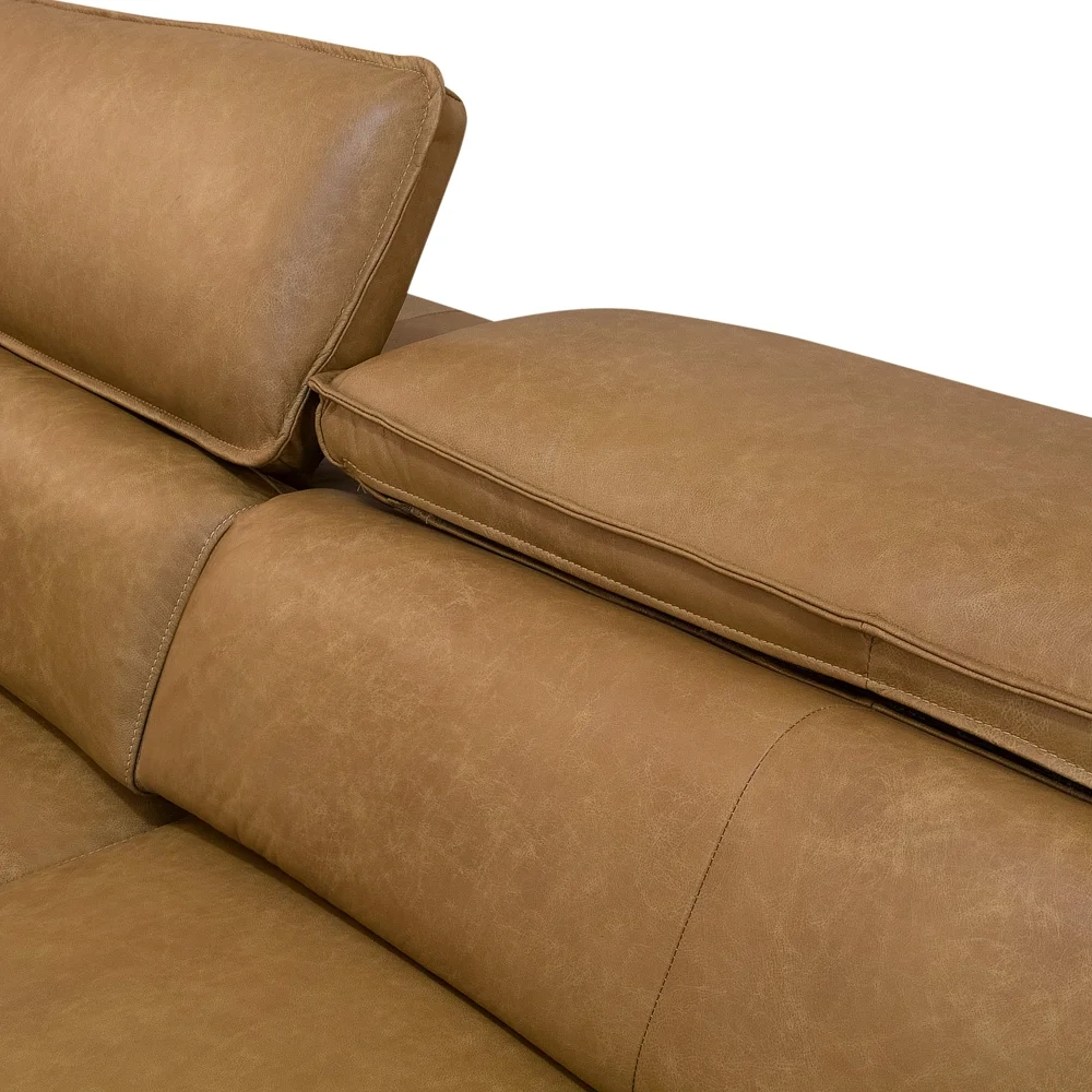 Sofá Retrátil 3 Lugares Sala 220cm Laurie L08 Couro Camel    - Mpozenato