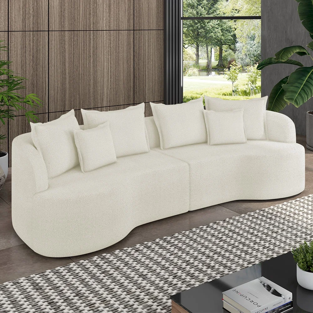 Sofá 4 Lugares 270cm Orgânico Quito Z08 Boucle Areia - Mpozenato