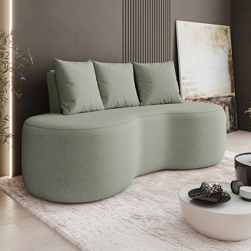 Sofá 2 Lugares 160cm Orgânico Viana B10 Bouclê Menta - Mpozenato