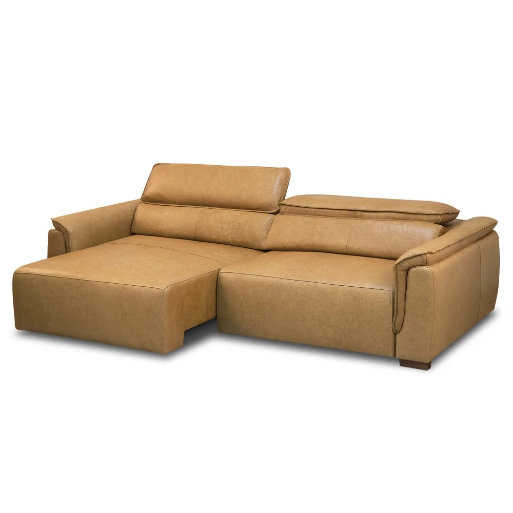 Sofá Retrátil 3 Lugares Sala 240cm Laurie L08 Couro Camel    - Mpozenato