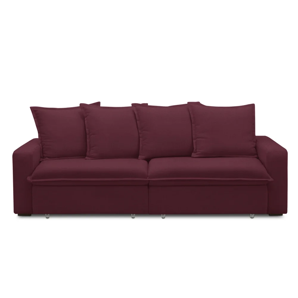 Sofá Retrátil Reclinável 3 Lugares 215cm Roma F05 Veludo Bordô - Mpozenato