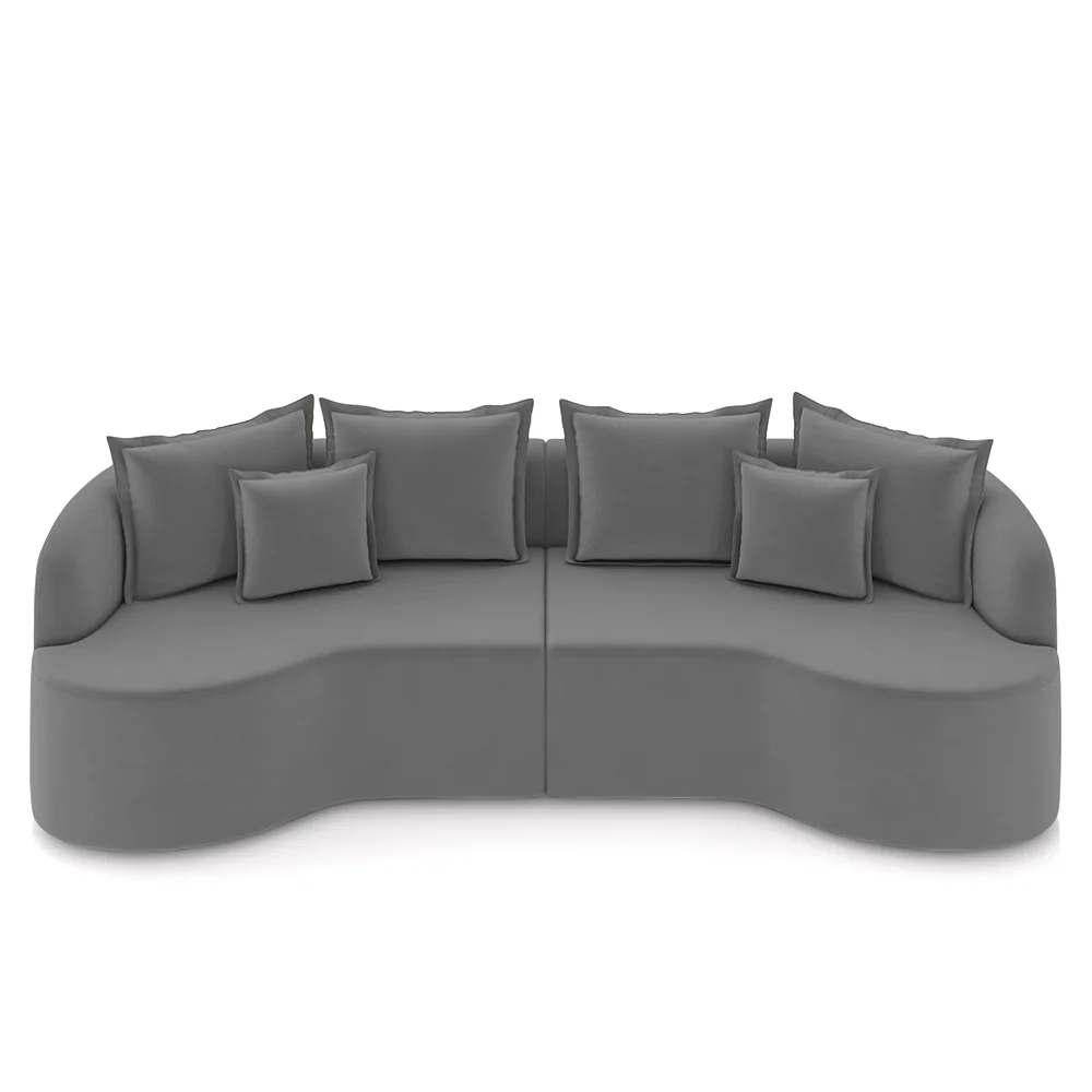 Sofá 4 Lugares 290cm Orgânico Quito Z08 Veludo Cinza - Mpozenato