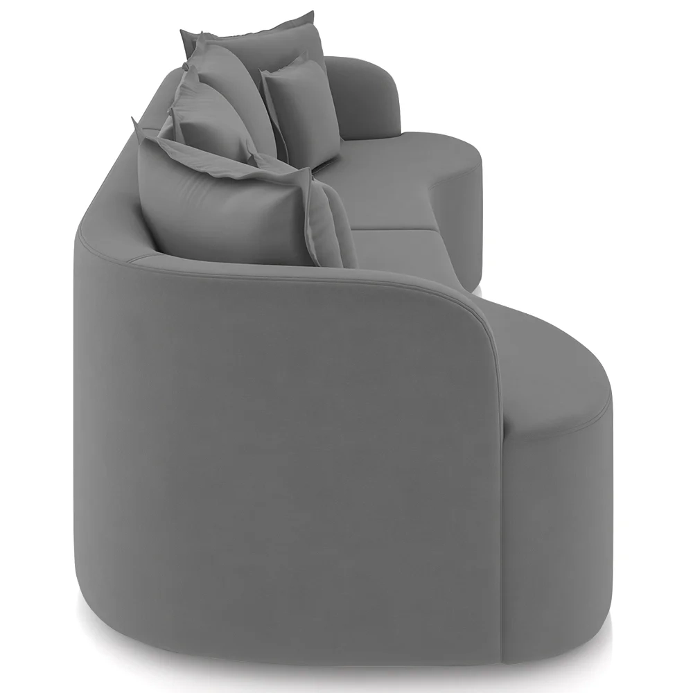 Sofá 4 Lugares 290cm Orgânico Quito Z08 Veludo Cinza - Mpozenato