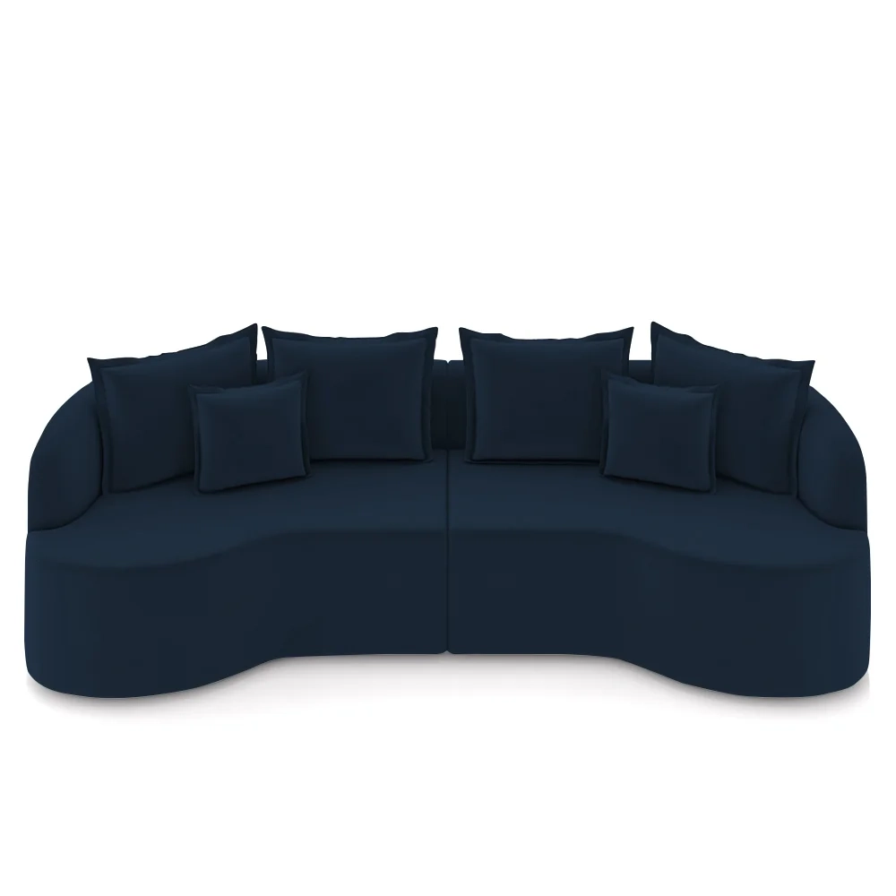 Sofá 4 Lugares 290cm Orgânico Quito Z08 Veludo Azul Marinho - Mpozenato