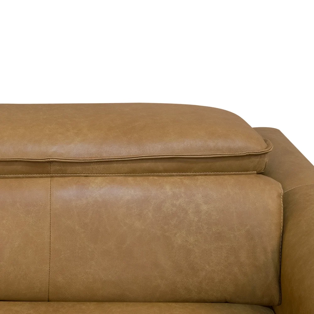 Sofá Retrátil 4 Lugares Sala 280cm Laurie L08 Couro Camel    - Mpozenato