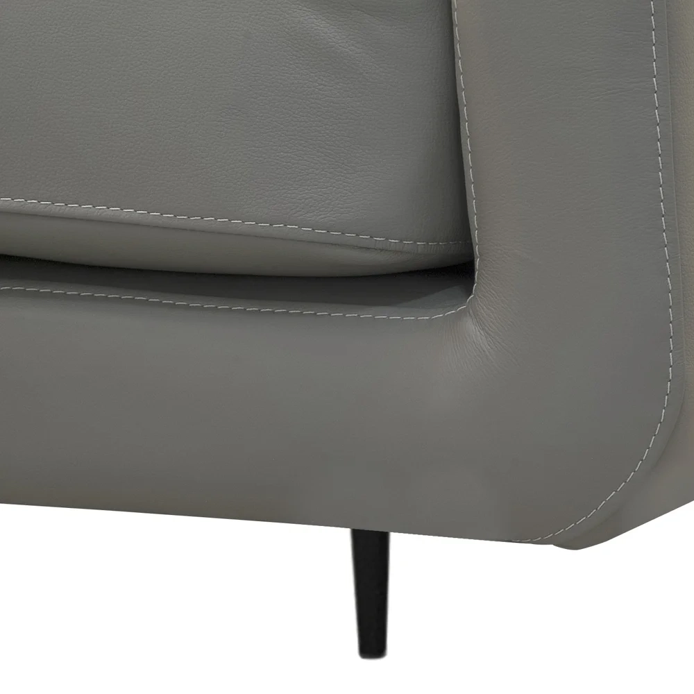 Sofá 3 Lugares Para Sala 210cm Alicie L08 Couro Cinza Claro  - Mpozenato