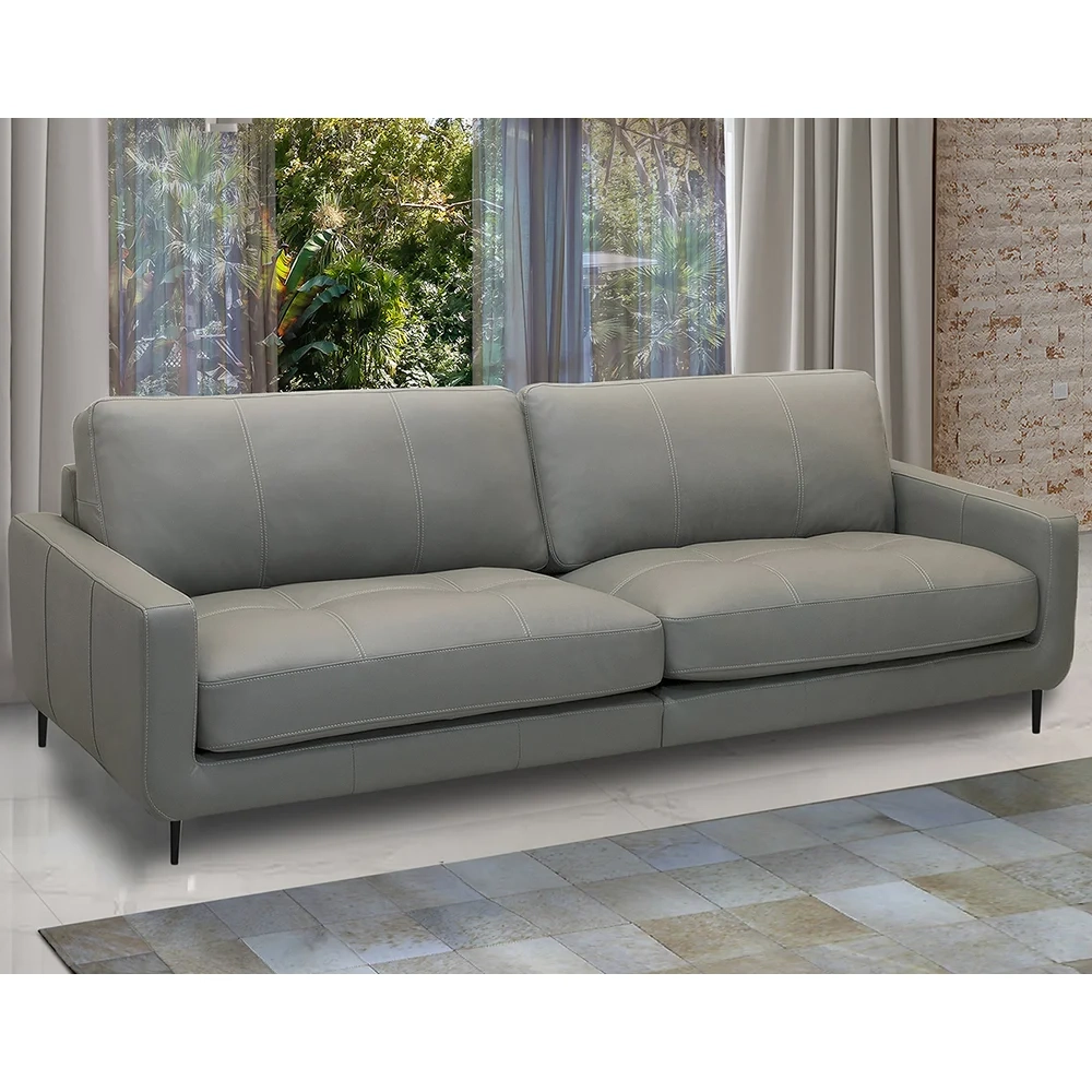 Sofá 3 Lugares Para Sala 210cm Alicie L08 Couro Cinza Claro  - Mpozenato