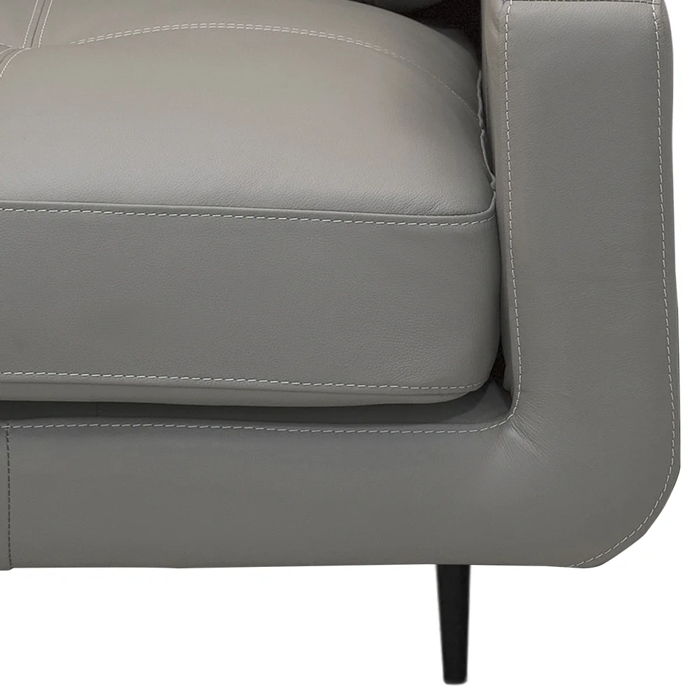 Sofá 3 Lugares Para Sala 210cm Alicie L08 Couro Cinza Claro  - Mpozenato