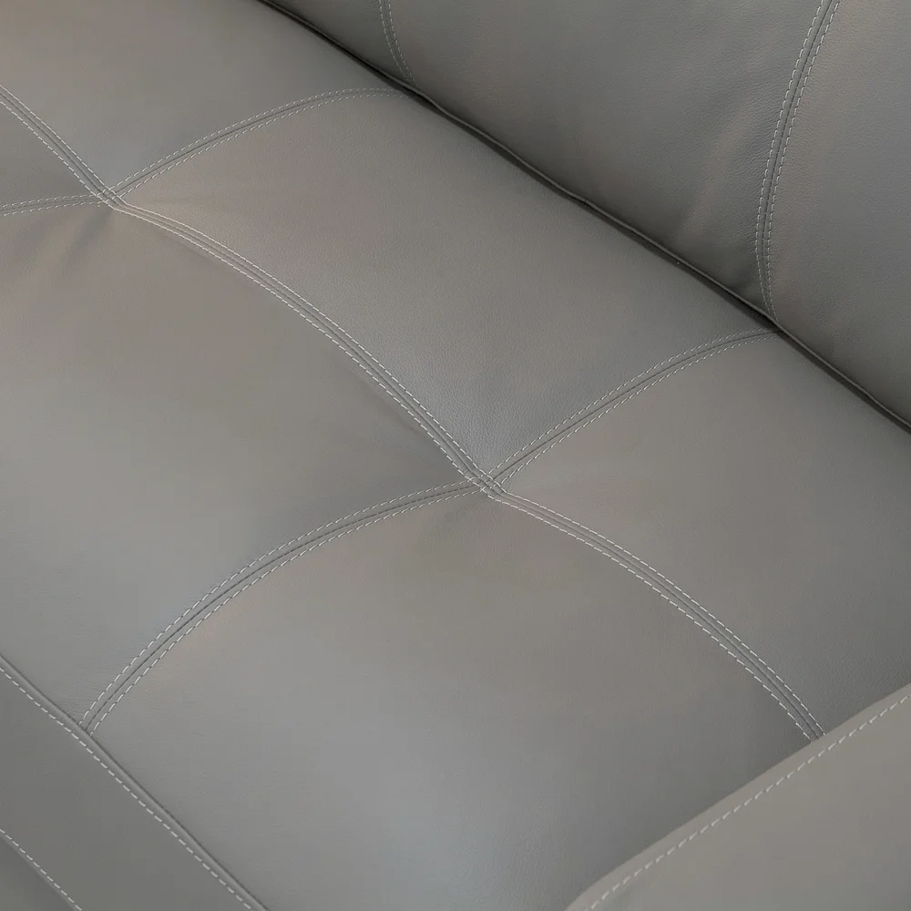 Sofá 3 Lugares Para Sala 240cm Alicie L08 Couro Cinza Claro  - Mpozenato