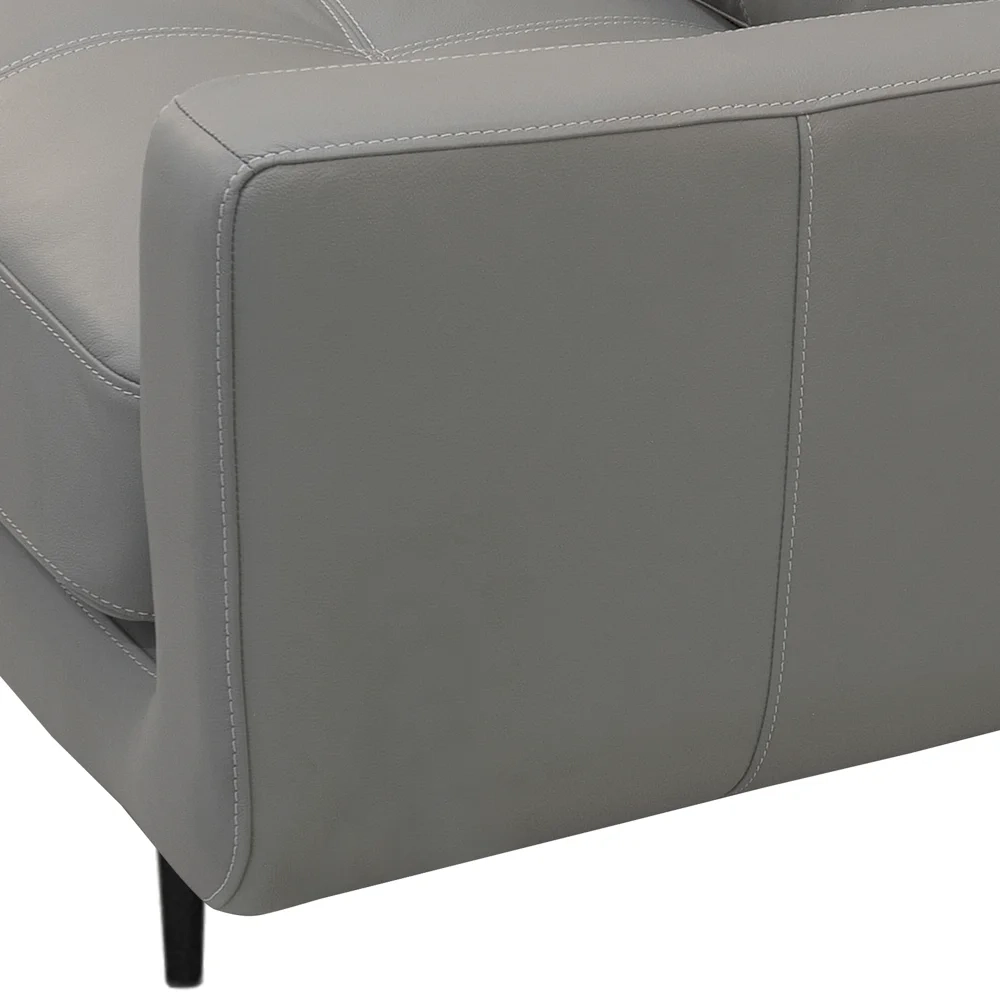 Sofá 3 Lugares Para Sala 240cm Alicie L08 Couro Cinza Claro  - Mpozenato