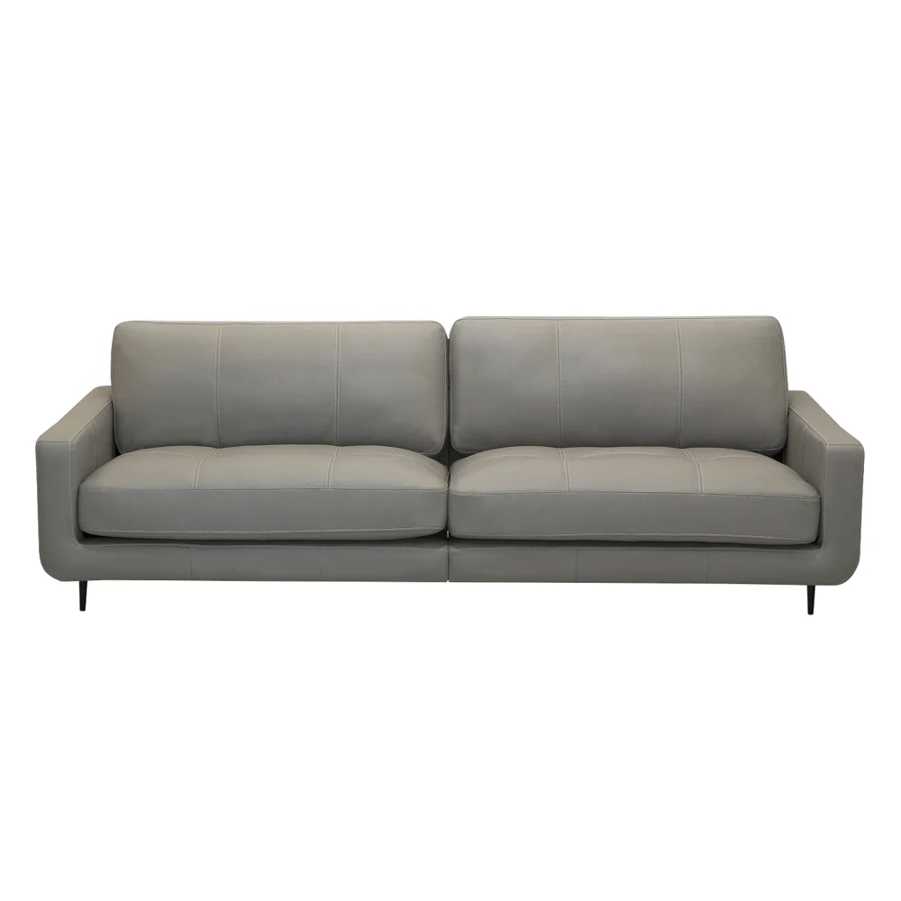 Sofá 3 Lugares Para Sala 240cm Alicie L08 Couro Cinza Claro  - Mpozenato