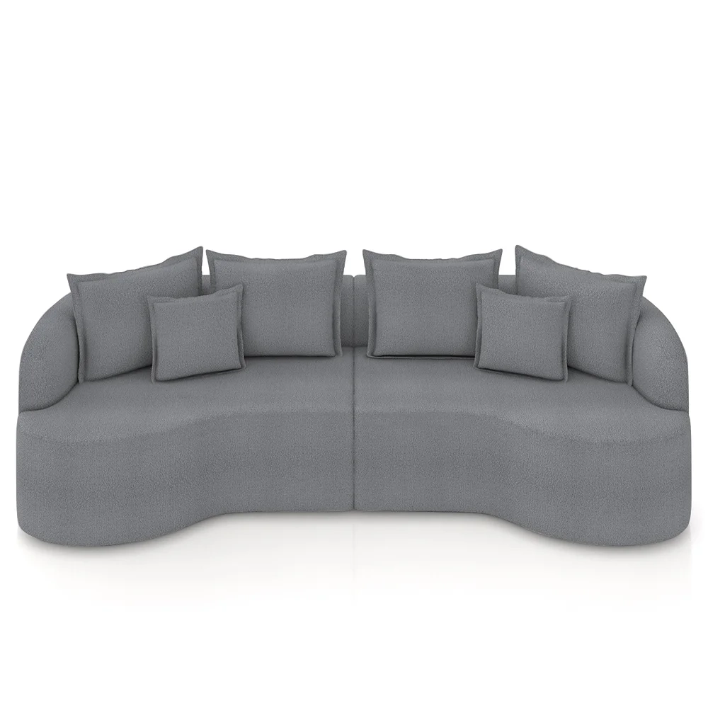 Sofá 4 Lugares 290cm Orgânico Quito Z08 Boucle Grafite - Mpozenato