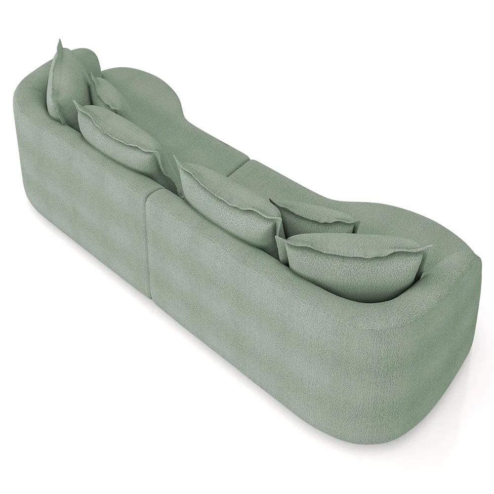 Sofá 4 Lugares 290cm Orgânico Quito Z08 Boucle Verde - Mpozenato