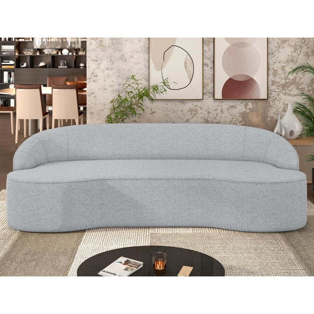 Sofá 5 Lugares para Sala de Estar Living 280cm Theo D06 Linho Cinza Claro - Mpozenato