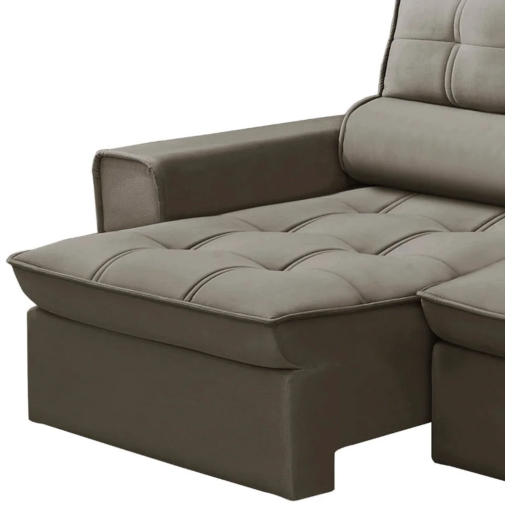 Sofá Retrátil Reclinável 3 Lugares 220cm Blanches F05 Veludo Castor - Mpozenato
