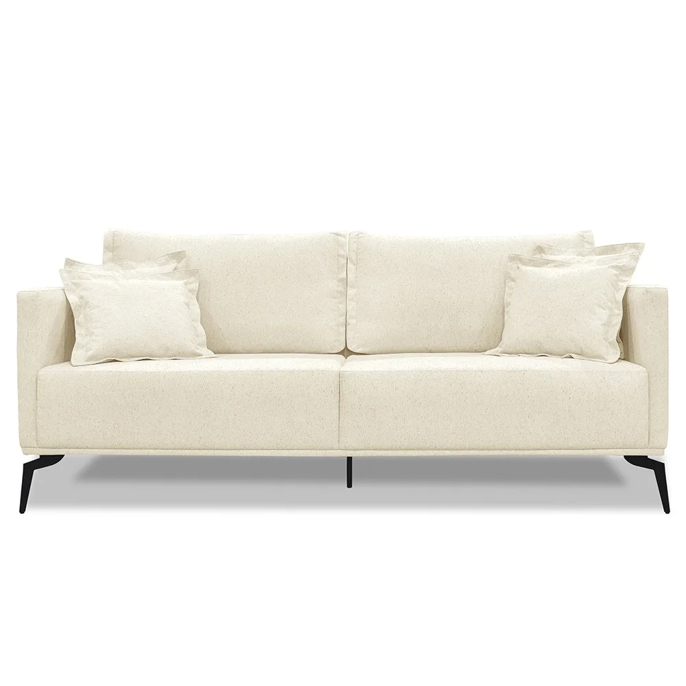 Sofá 2 Lugares 180cm Pés de Metal Vecchia S06 Linho Pérola - Mpozenato