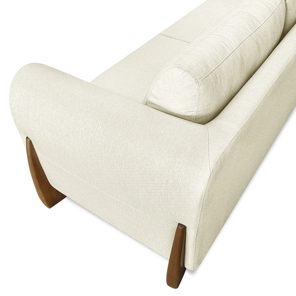 Sofá 2 Lugares Base de Madeira 160cm Izzy S06 Linho Natural - Mpozenato