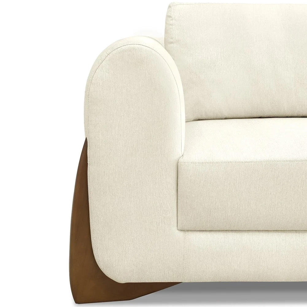 Sofá 2 Lugares Base de Madeira 160cm Izzy S06 Linho Natural - Mpozenato