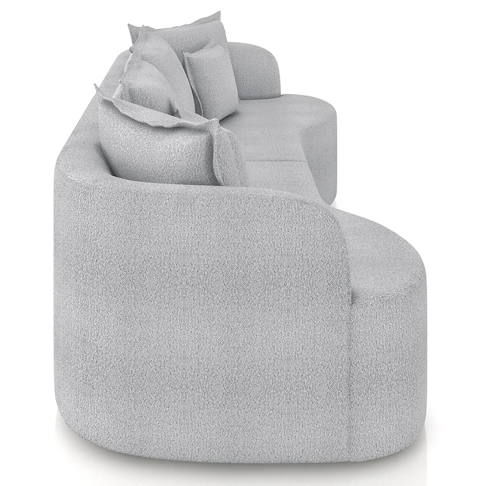 Sofá 3 Lugares 210cm Orgânico Quito Z08 Boucle Cinza - Mpozenato