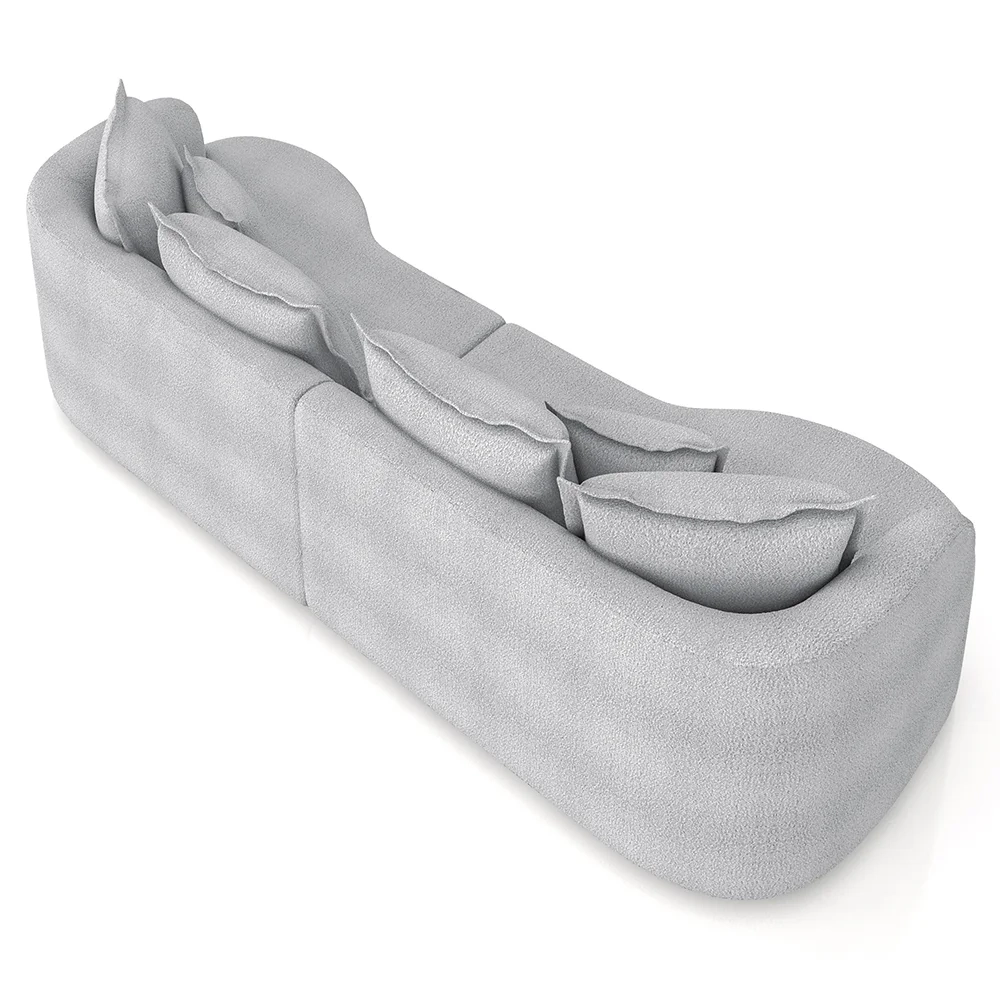 Sofá 3 Lugares 210cm Orgânico Quito Z08 Boucle Cinza - Mpozenato