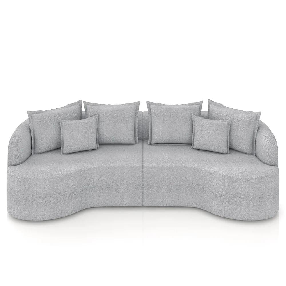 Sofá 3 Lugares 210cm Orgânico Quito Z08 Boucle Cinza - Mpozenato