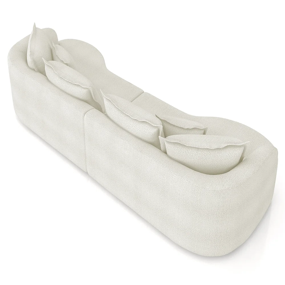 Sofá 3 Lugares 210cm Orgânico Quito Z08 Boucle Areia - Mpozenato