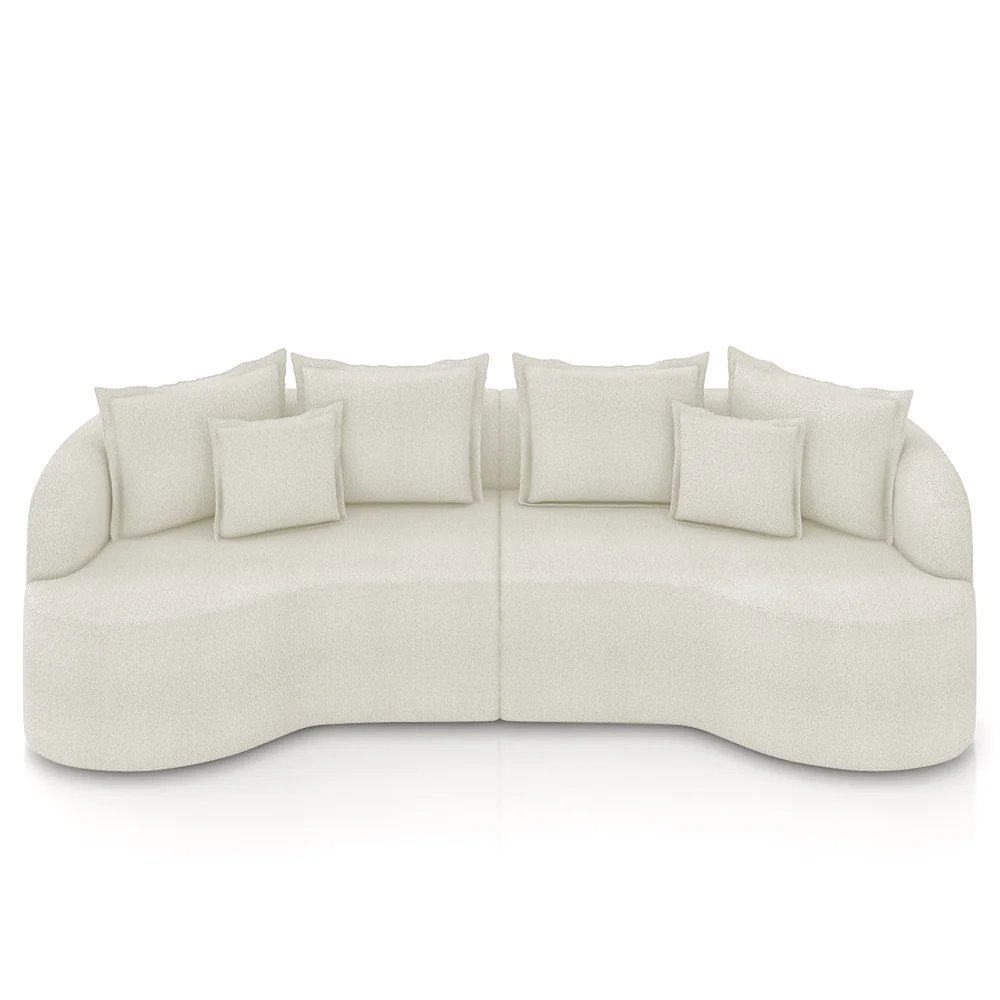 Sofá 3 Lugares 210cm Orgânico Quito Z08 Boucle Areia - Mpozenato