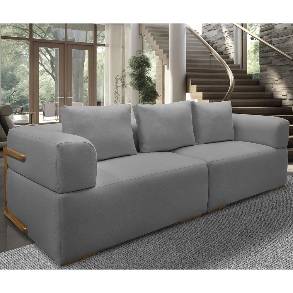 Sofá 4 Lugares Sala de Estar 240cm Willy S06 Linho Grigio - Mpozenato