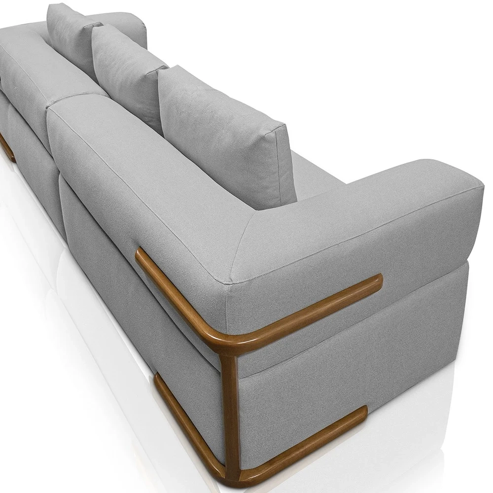 Sofá 4 Lugares Sala de Estar 240cm Willy S06 Linho Grigio - Mpozenato