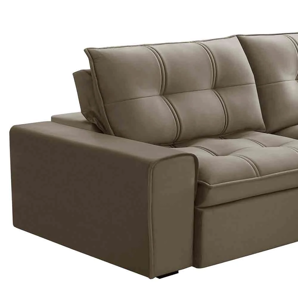 Sofá Retrátil Reclinável 3 Lugares 230cm Argon F05 Veludo Castor - Mpozenato