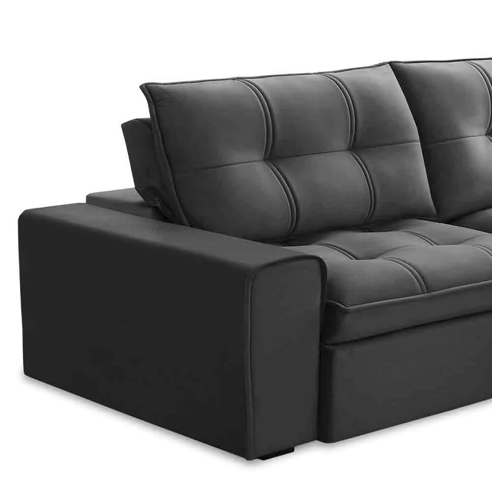 Sofá Retrátil Reclinável 3 Lugares 230cm Argon F05 Veludo Grafite - Mpozenato