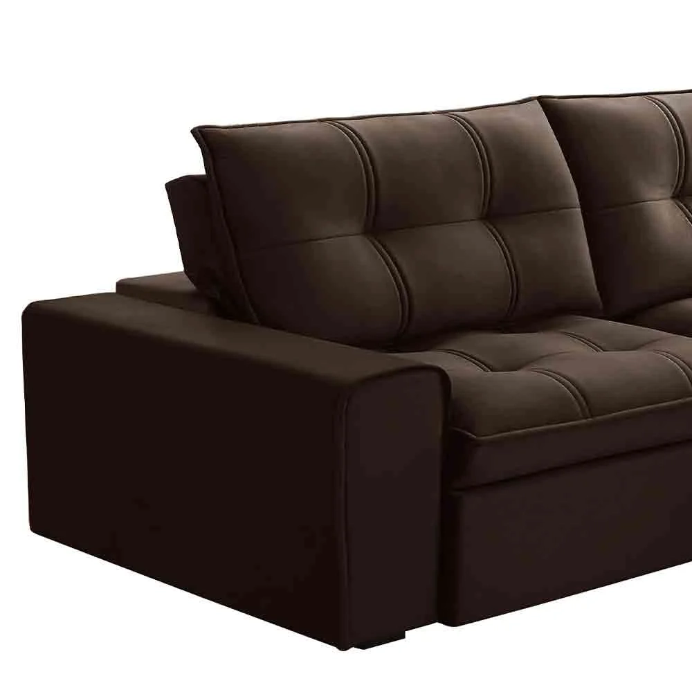 Sofá Retrátil Reclinável 3 Lugares 230cm Argon F05 Veludo Marrom - Mpozenato