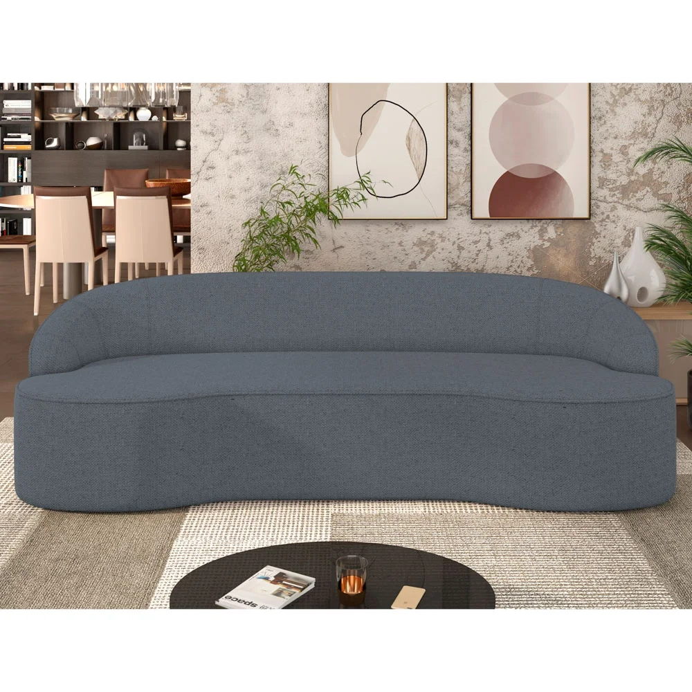 Sofá 5 Lugares para Sala de Estar Living 280cm Theo D06 Linho Mescla Chumbo - Mpozenato