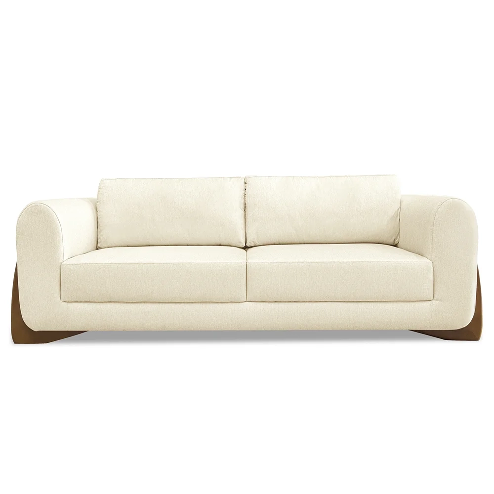 Sofá 2 Lugares Base de Madeira 160cm Izzy S06 Linho Pérola - Mpozenato