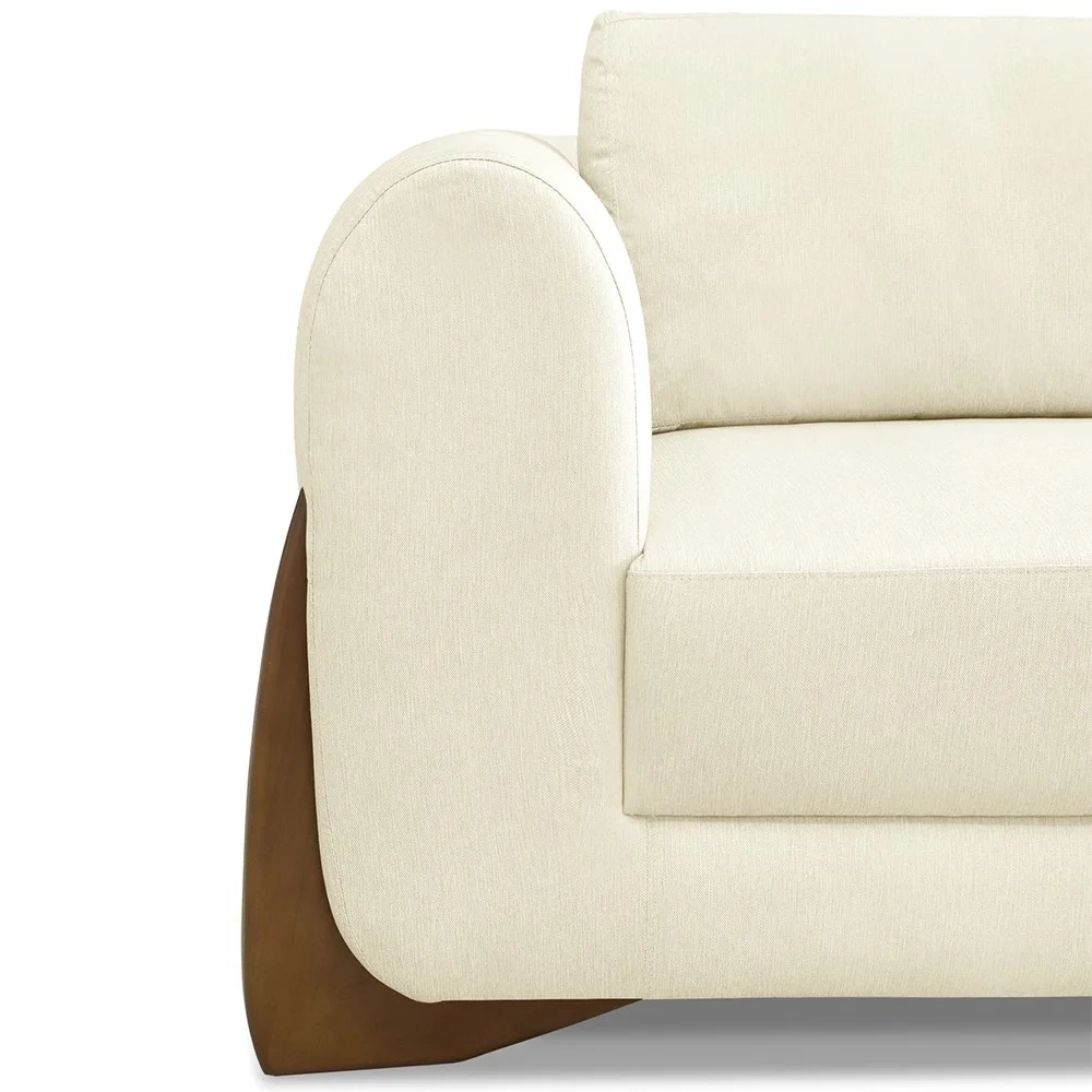 Sofá 2 Lugares Base de Madeira 160cm Izzy S06 Linho Pérola - Mpozenato