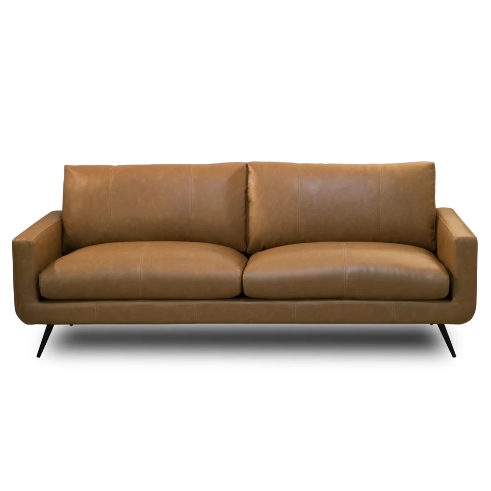 Sofá 3 Lugares Para Sala Living 252cm Merli L08 Couro Camel  - Mpozenato