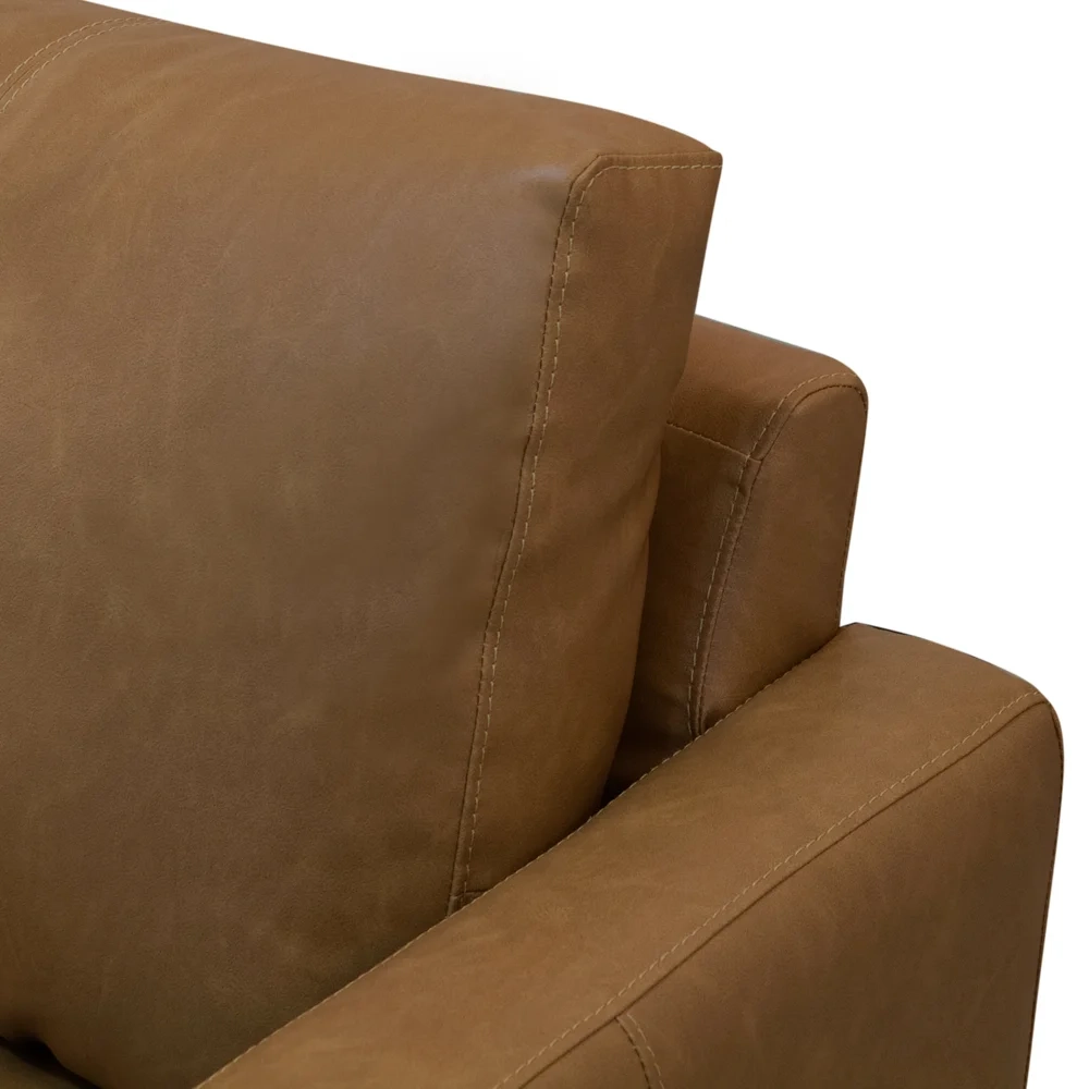 Sofá 3 Lugares Para Sala Living 252cm Merli L08 Couro Camel  - Mpozenato
