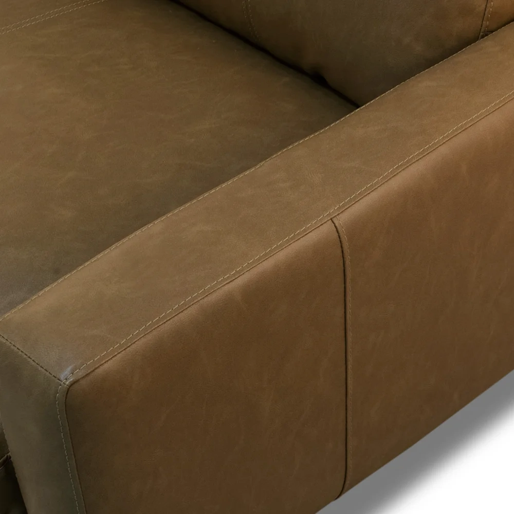 Sofá 3 Lugares Para Sala Living 252cm Merli L08 Couro Camel  - Mpozenato