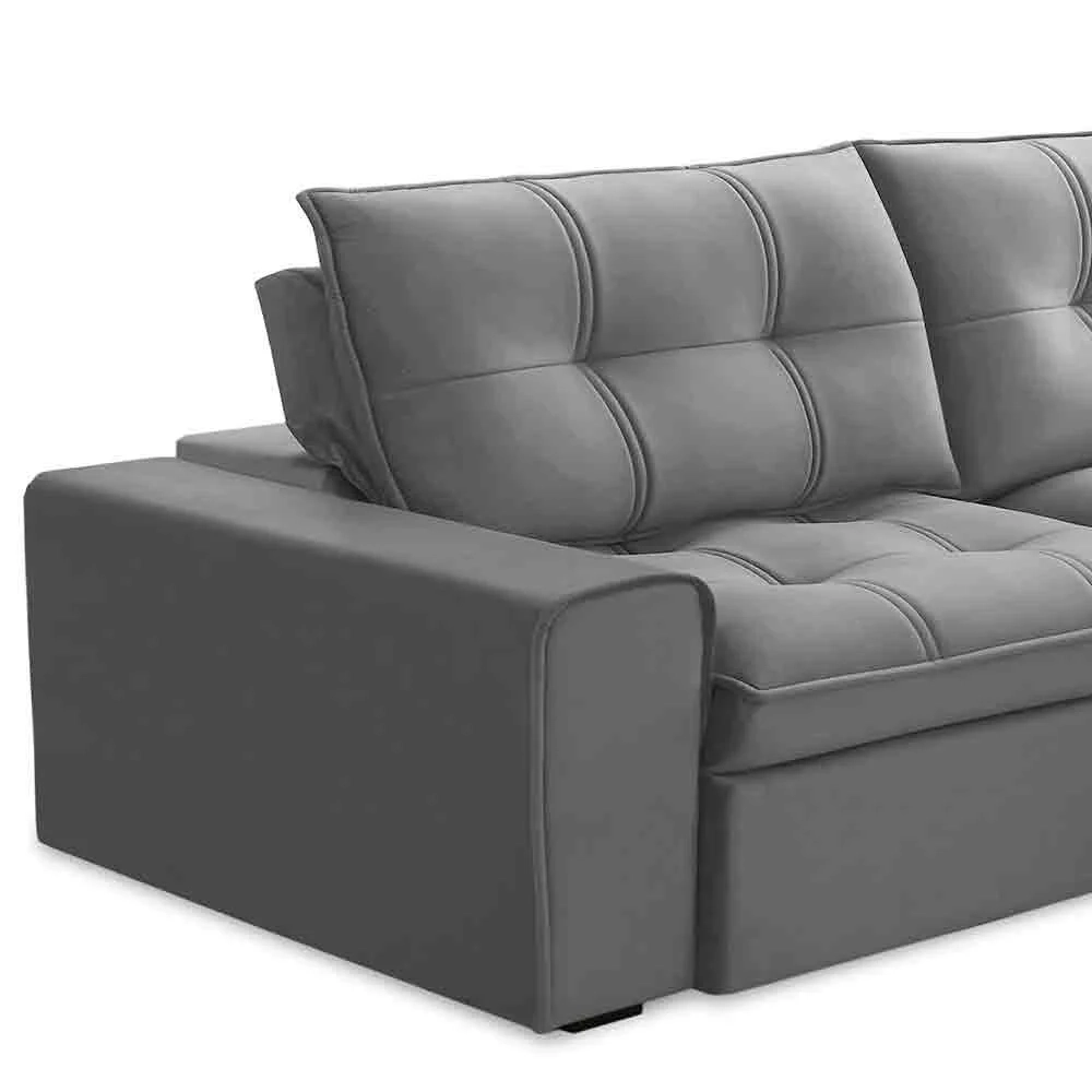 Sofá Retrátil Reclinável 3 Lugares 230cm Argon F05 Veludo Prata - Mpozenato