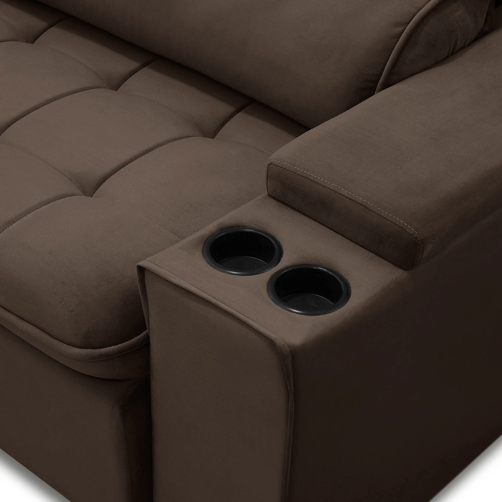 Sofá Retrátil Reclinável 3 Lugares 230cm Ginevra F05 Veludo Marrom - Mpozenato