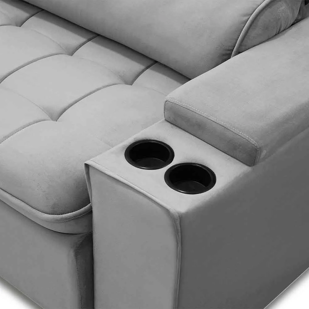 Sofá Retrátil Reclinável 3 Lugares 230cm Ginevra F05 Veludo Prata - Mpozenato