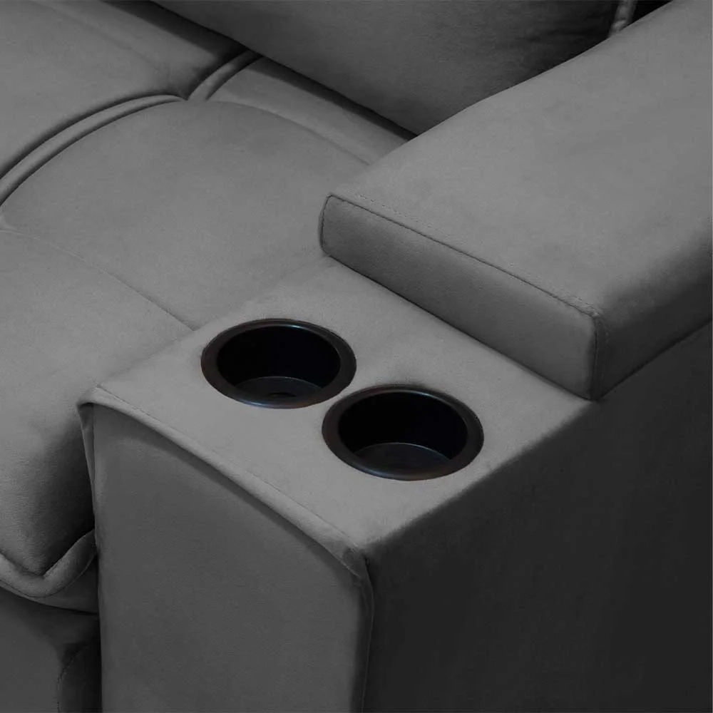 Sofá Retrátil Reclinável 3 Lugares 230cm Moritz F05 Veludo Grafite - Mpozenato