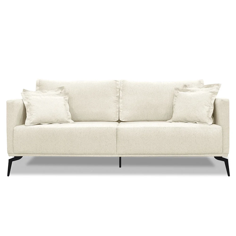 Sofá 3 Lugares 200cm Pés de Metal Vecchia S06 Linho Natural - Mpozenato