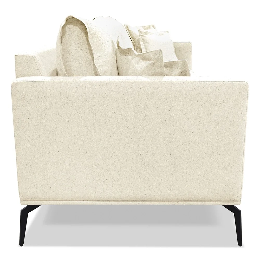 Sofá 3 Lugares 200cm Pés de Metal Vecchia S06 Linho Pérola - Mpozenato