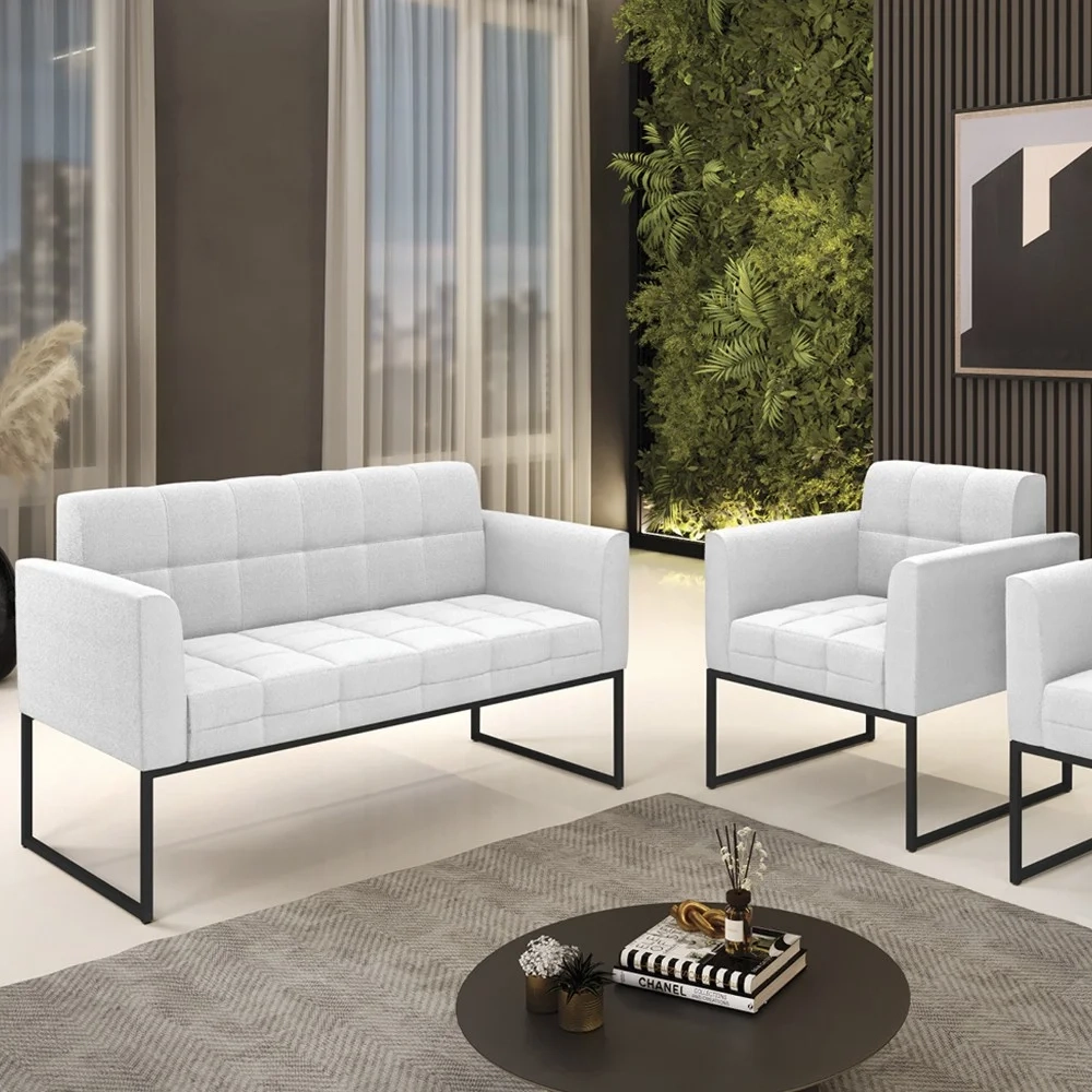 Namoradeira e Poltrona Industrial Preto Ana Boucle Off - Ibiza